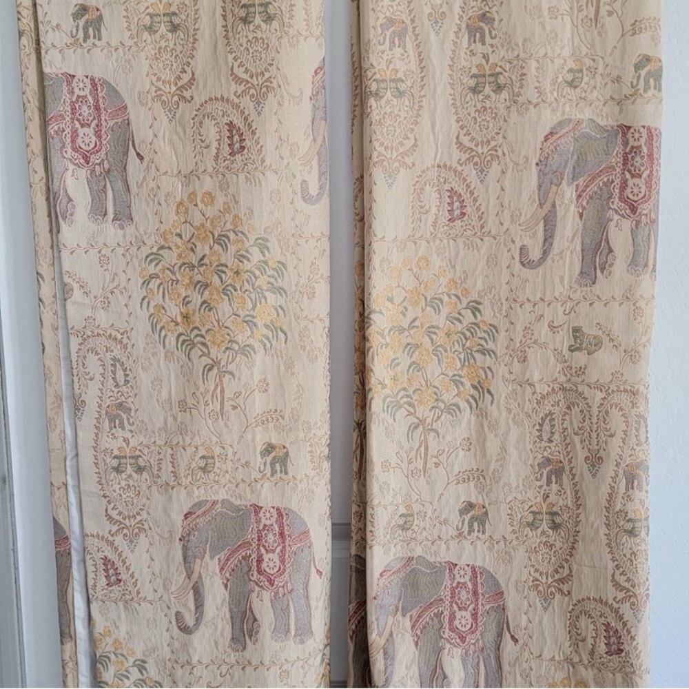 Pier 1 Imports Elephant Tapestry Curtains = 2 panels each 54x96